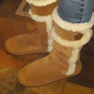 Michael Kor's Genuine Sheep Fur Lined Suede Boots
